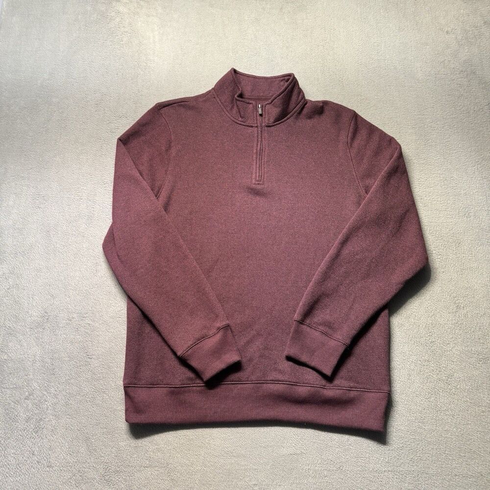 Sonoma Mens Large Fleece Quarter Zip Pullover Burgundy Sweater Soft Outdoor NWT